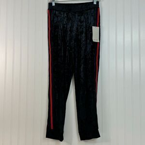 Zara Basic Jogger Women's Black Small Stripe Crushed Velvet‎ Stripe Joggers